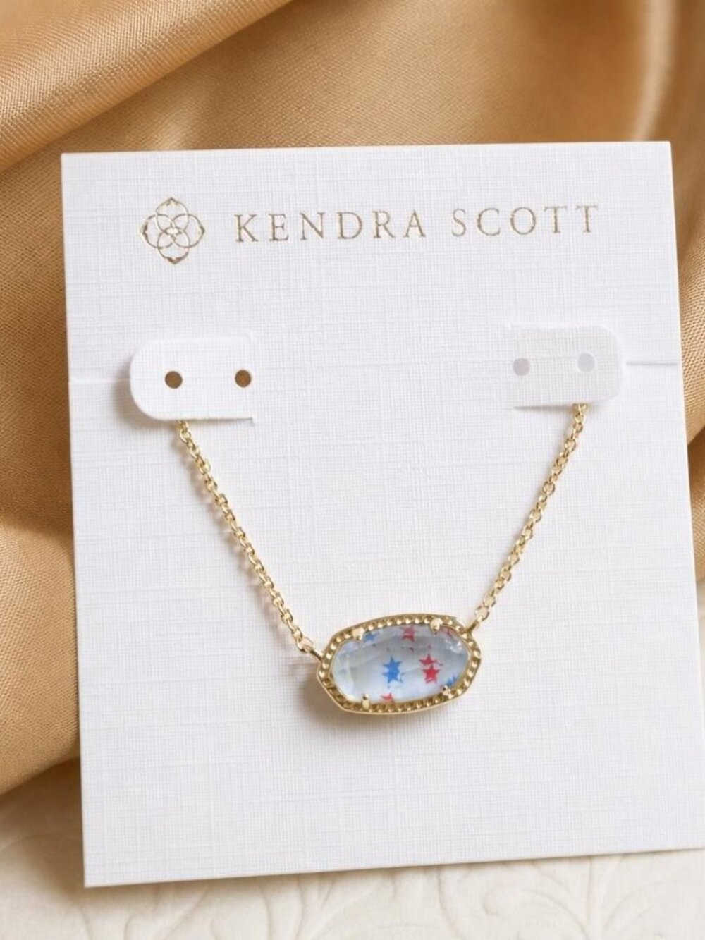 Kendra Scott Elisa Gold Red White Blue Star Pendant Necklace